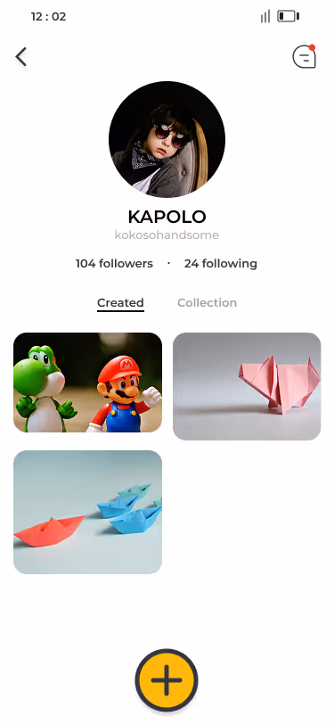 Design hub UI, profile page.