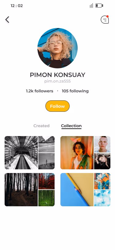 Design hub UI, profile page.