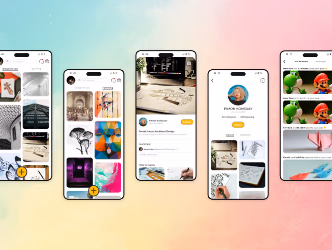 UI showcase for design hub user interface design.