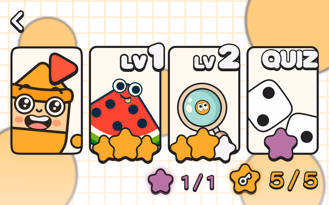 Dot chapter level selection page UI.
