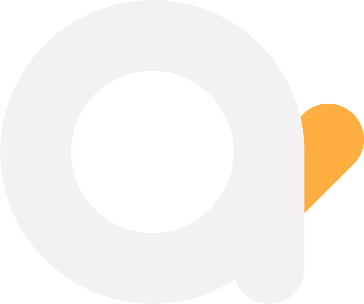 A geometric, circular abstract design with white and orange segments forming a stylized letter "a" on a white background, ideal as an Alpha logo symbolizing innovation and productivity.