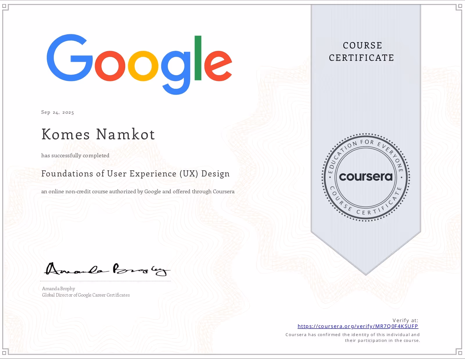 Google certificate Foundations of User experience (UX) design