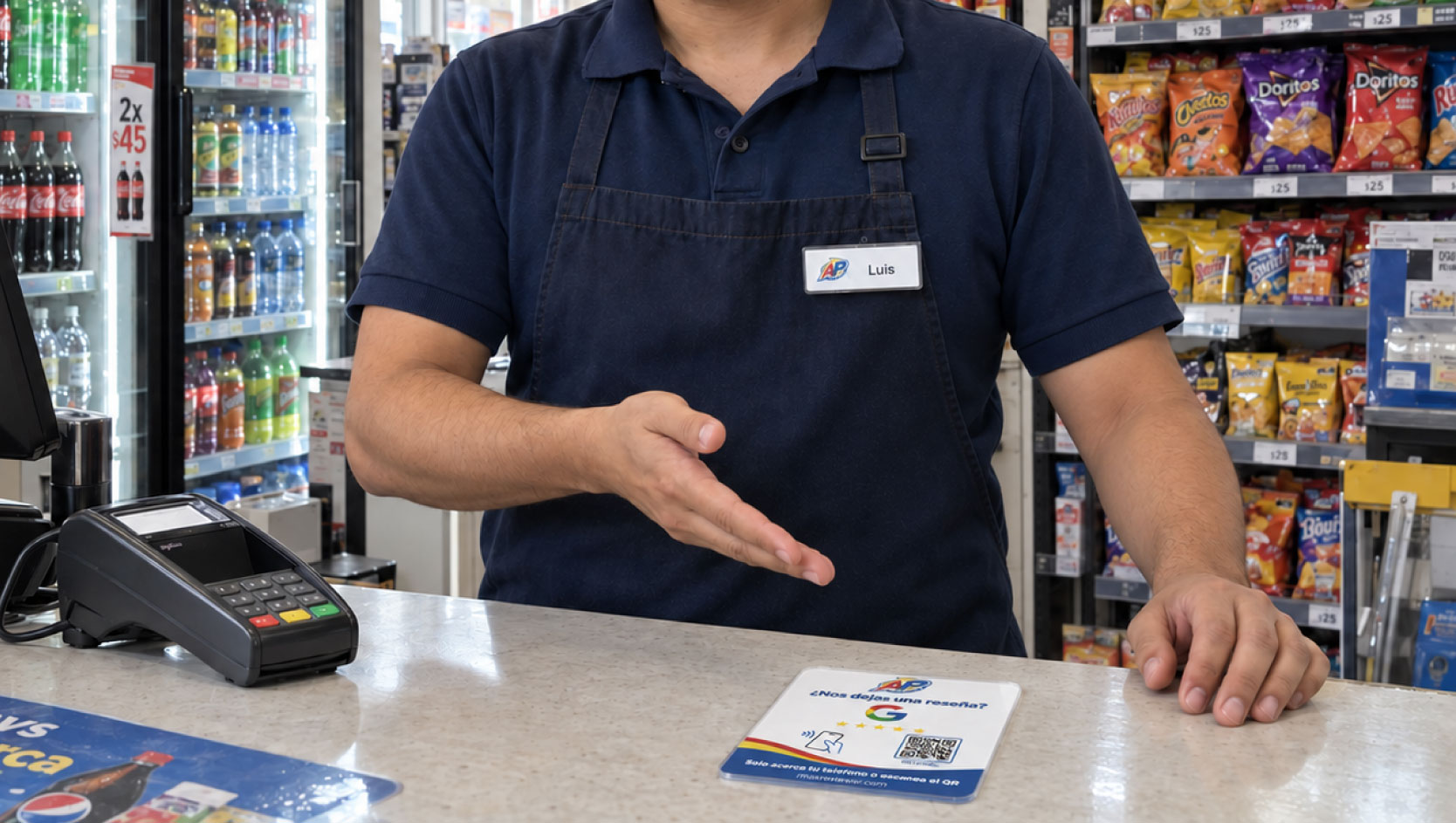 Punto de contacto MaxReviewer colocado en recepción