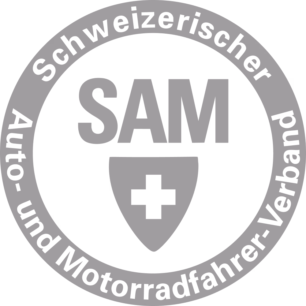 SAM, Schweizerischer Auto- und Mototrradfahrer-Verband Logo in Grau