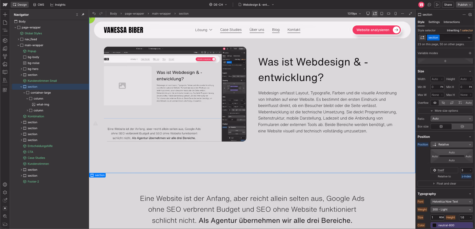Website aufbauen lassen von einer Agentur aus der Schweiz Vanessa Biber Agentur