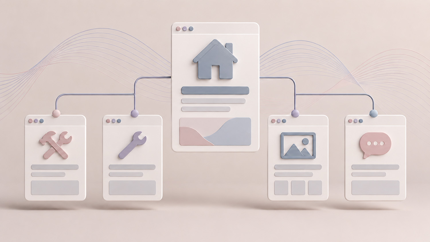 Modulare Website Struktur mit Seiten für Leistungen und Kontakt.