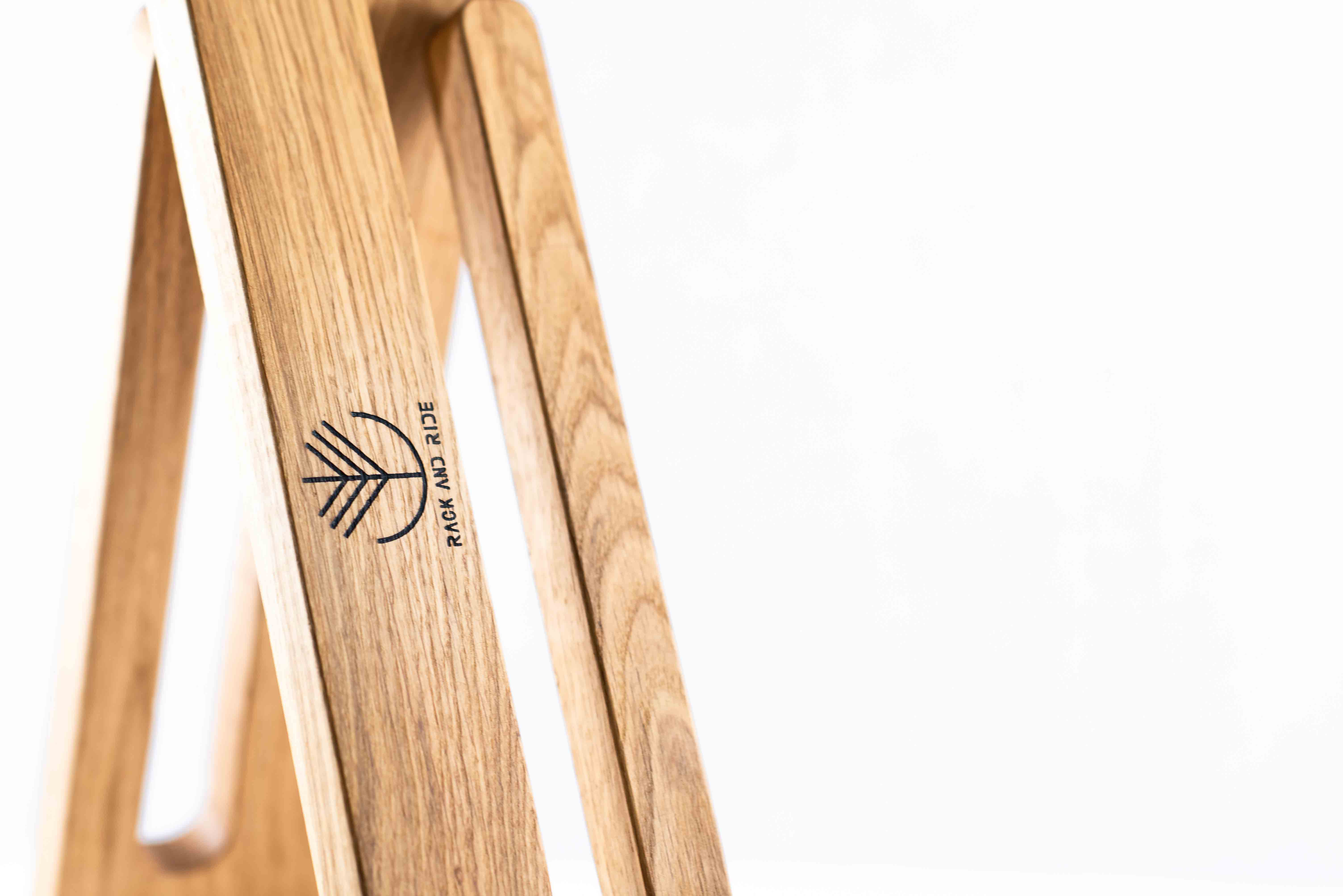 Solid oak wood vertical wall mount for longboard and skateboard