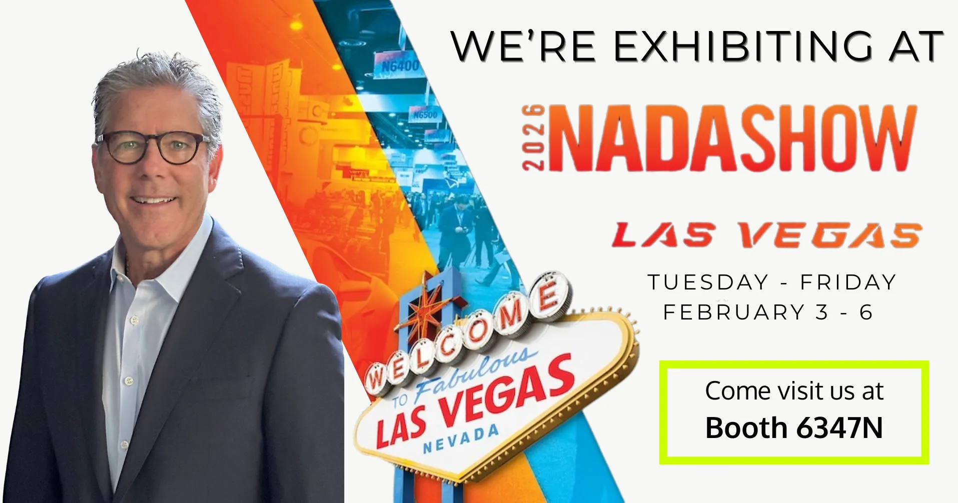 campaign banner for NADA show February 3-6 at booth 6347N