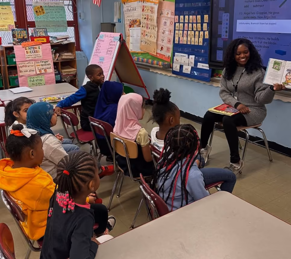 Teacher teaching kids