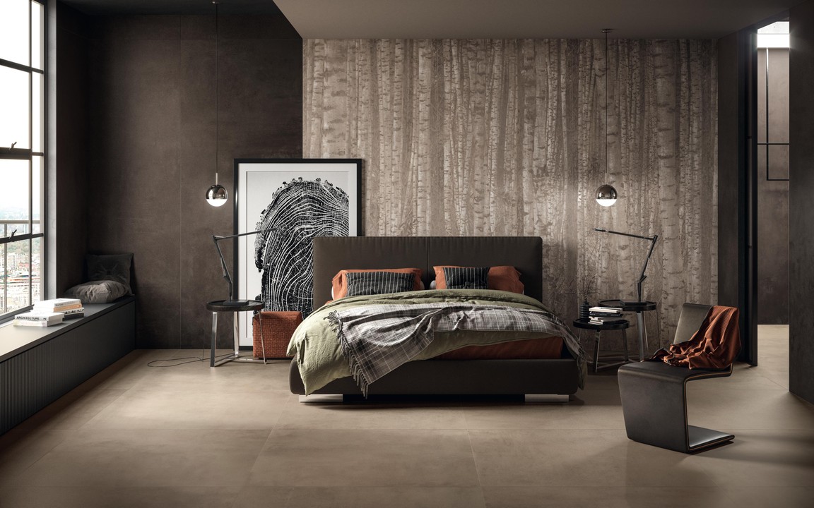 Schlafzimmer mit Bodenfliesen