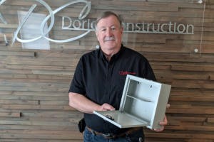 Tracy Doriot with lock box