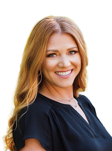 redheaded women with long hair and black shirt