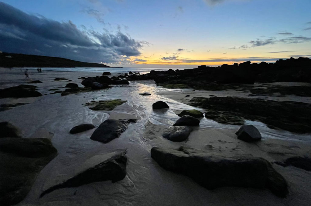St Ives beach at night