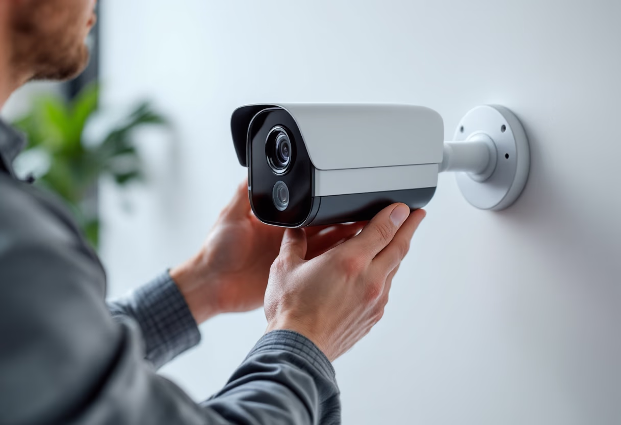 image of a security camera system in action during installation