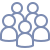Blue icon of a group of people symbolizing a team or community.