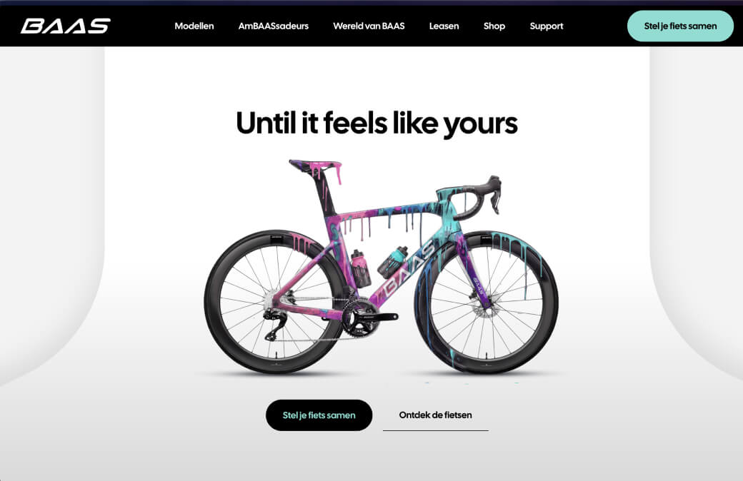 UI/UX Design by ZUID. Agency BAAS Fully designed Aero and Gravel Bikes