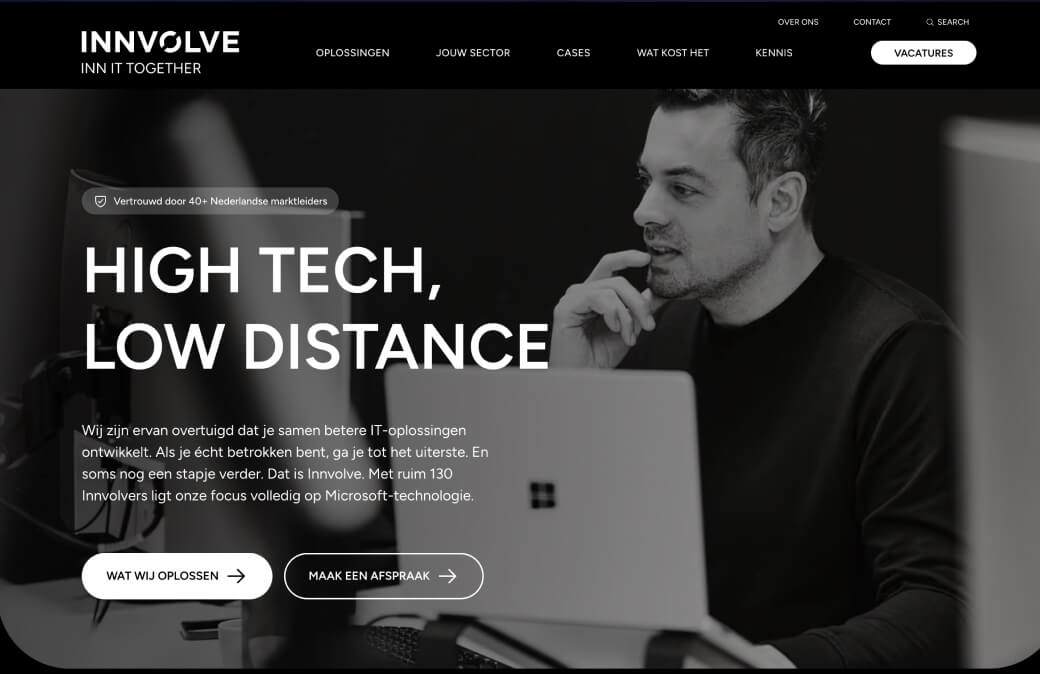 UI/UX Design by ZUID. Agency Innvolve moderniseert en beheert jouw IT-fundament met Microsoft-technologie.