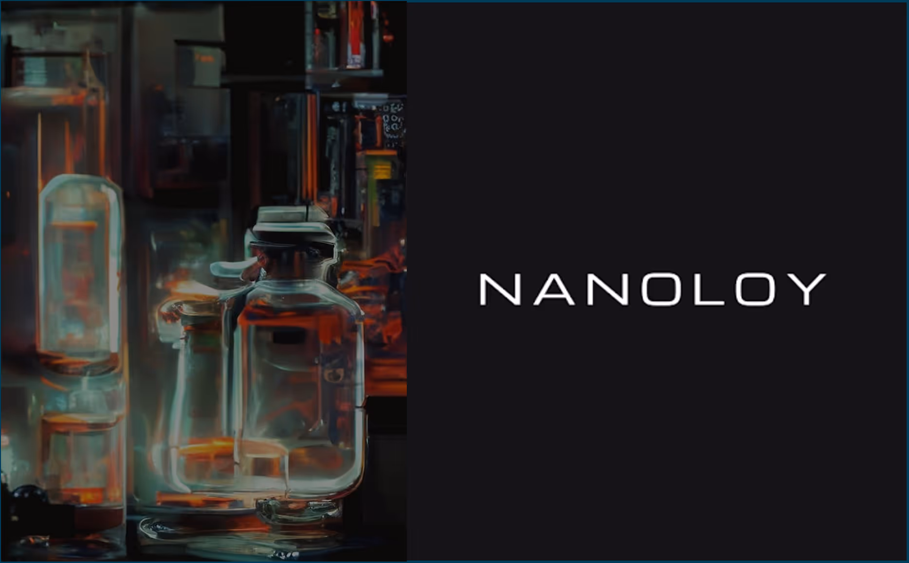 Eine Flasche NanoLogic ist auf einem Gemälde abgebildet.