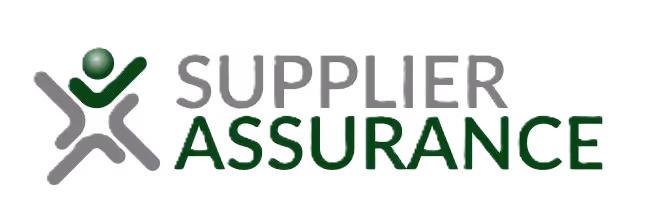 Logo with a stylized human figure next to the text 'SUPPLIER ASSURANCE' in gray and dark green.
