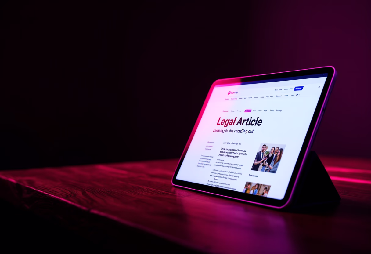 image of mobile device with legal article displayed for a legal tech