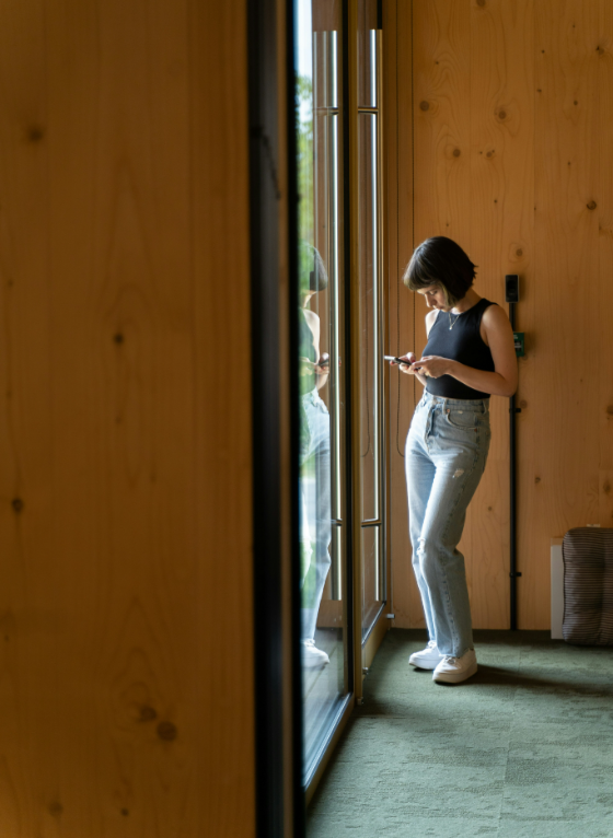 Woman checking her Cassi app