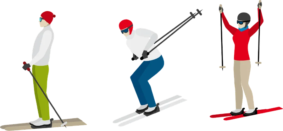 Drei weitere Skifahrer-Figuren