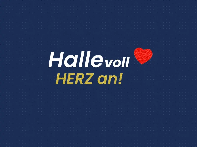 Sticker „Halle voll, Herz an!“ der TSV Neustadt temps Shooters auf dunkelblauem Grund