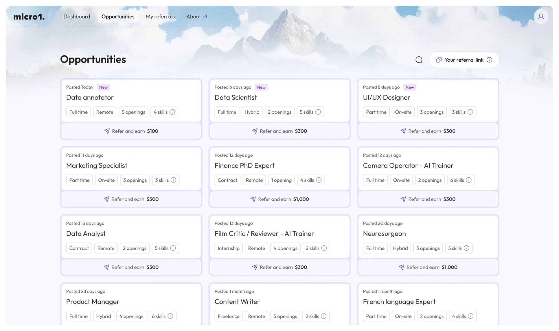 Hundreds of opportunities are available for referral
