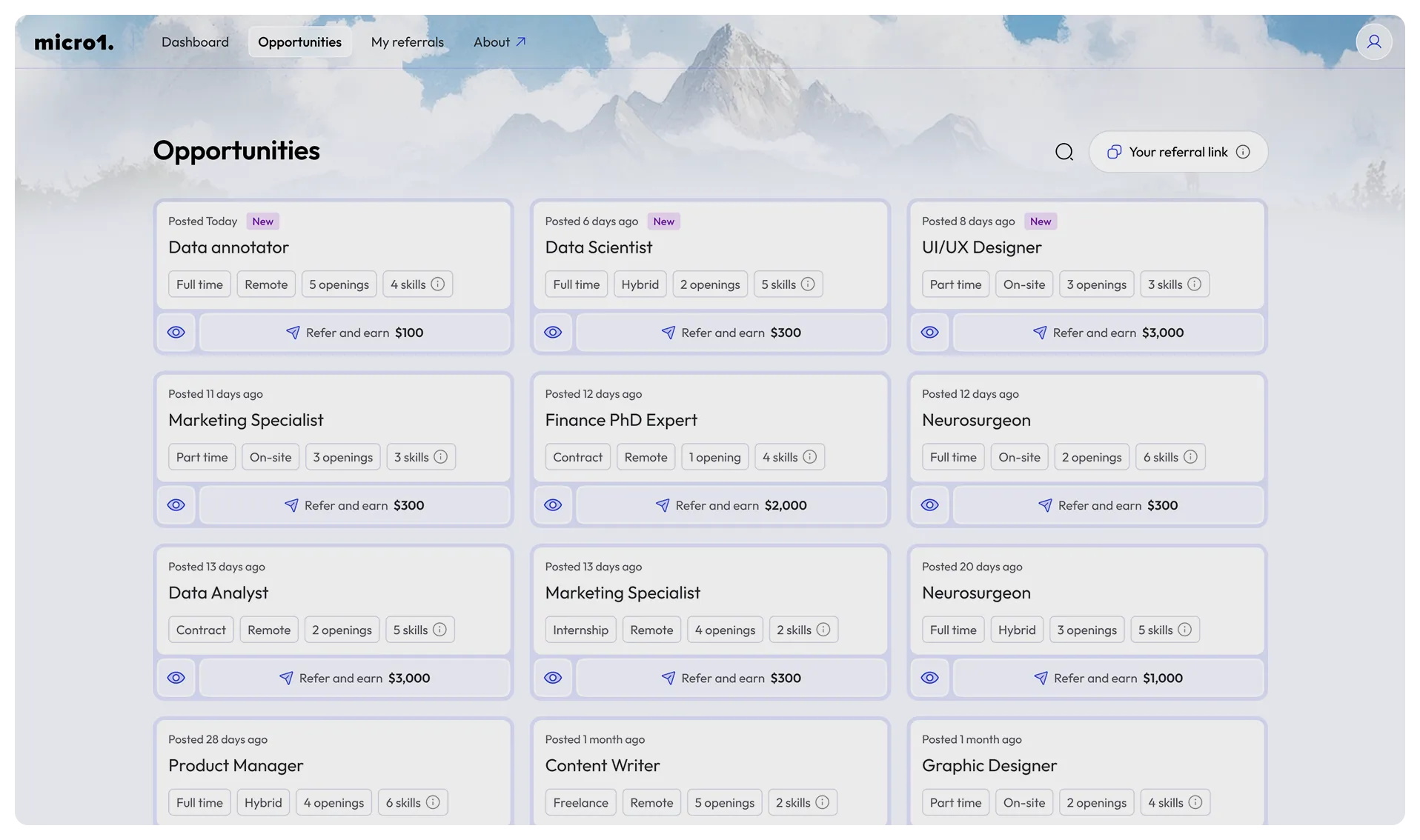 Hundreds of opportunities are available for referral