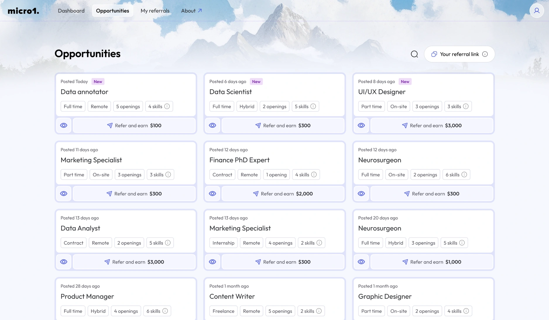 Hundreds of opportunities are available for referral