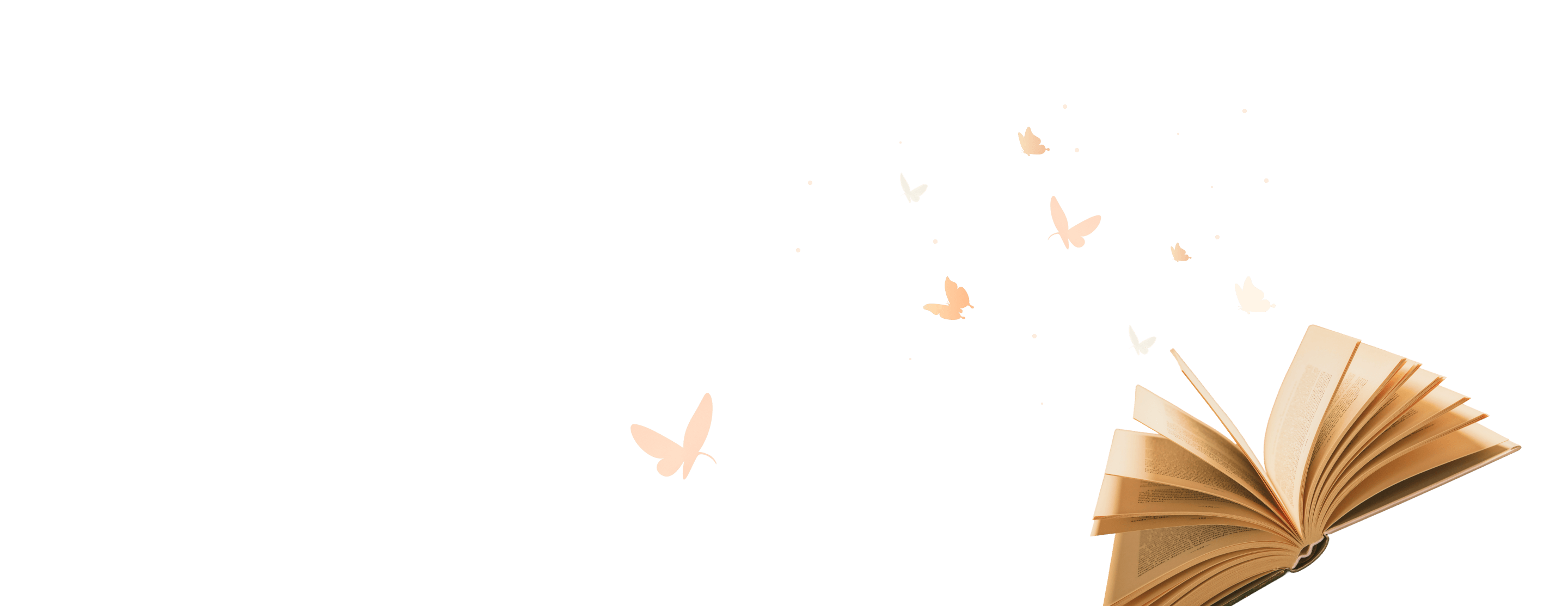 Butterflies hover over an open book