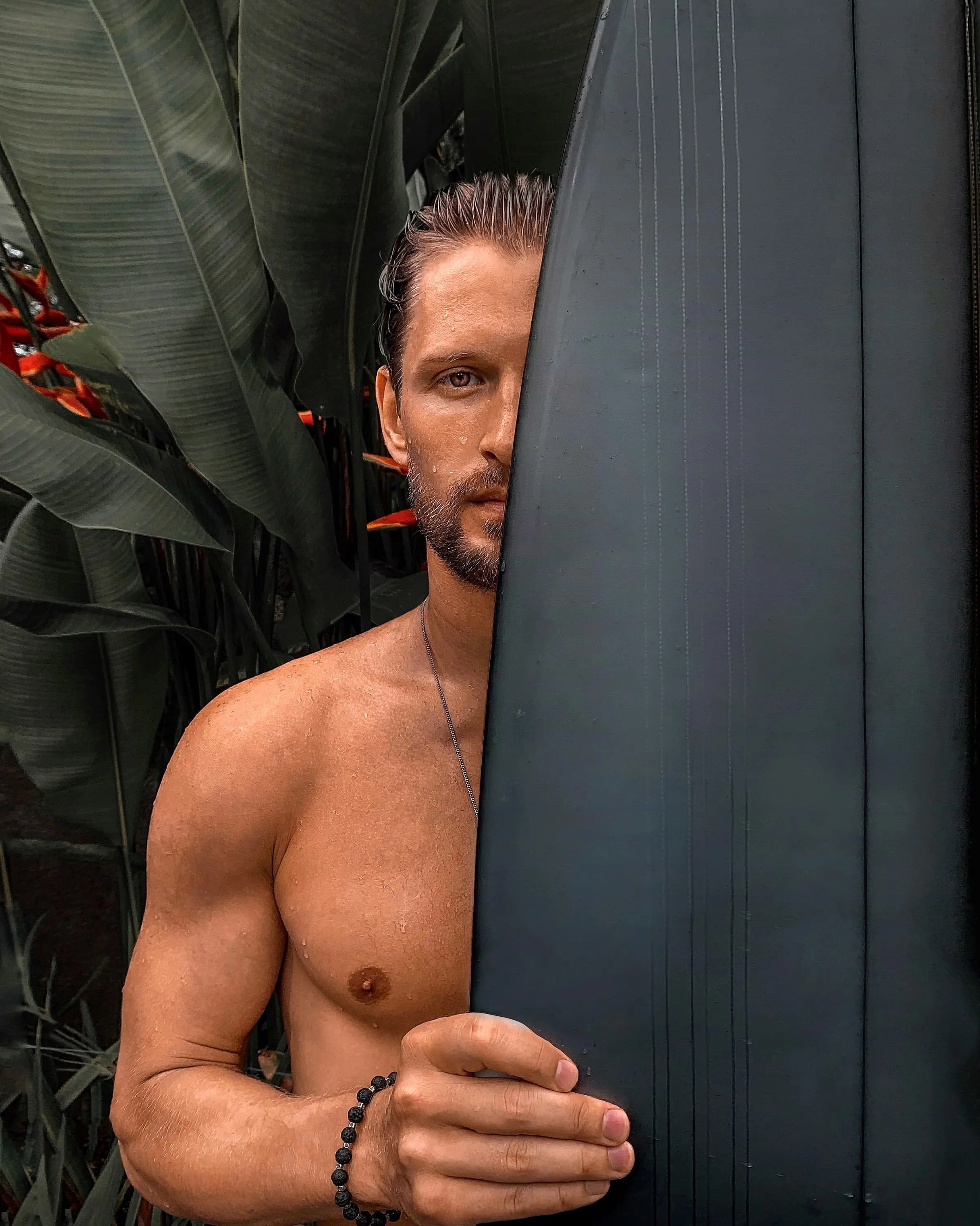 black surfboard
