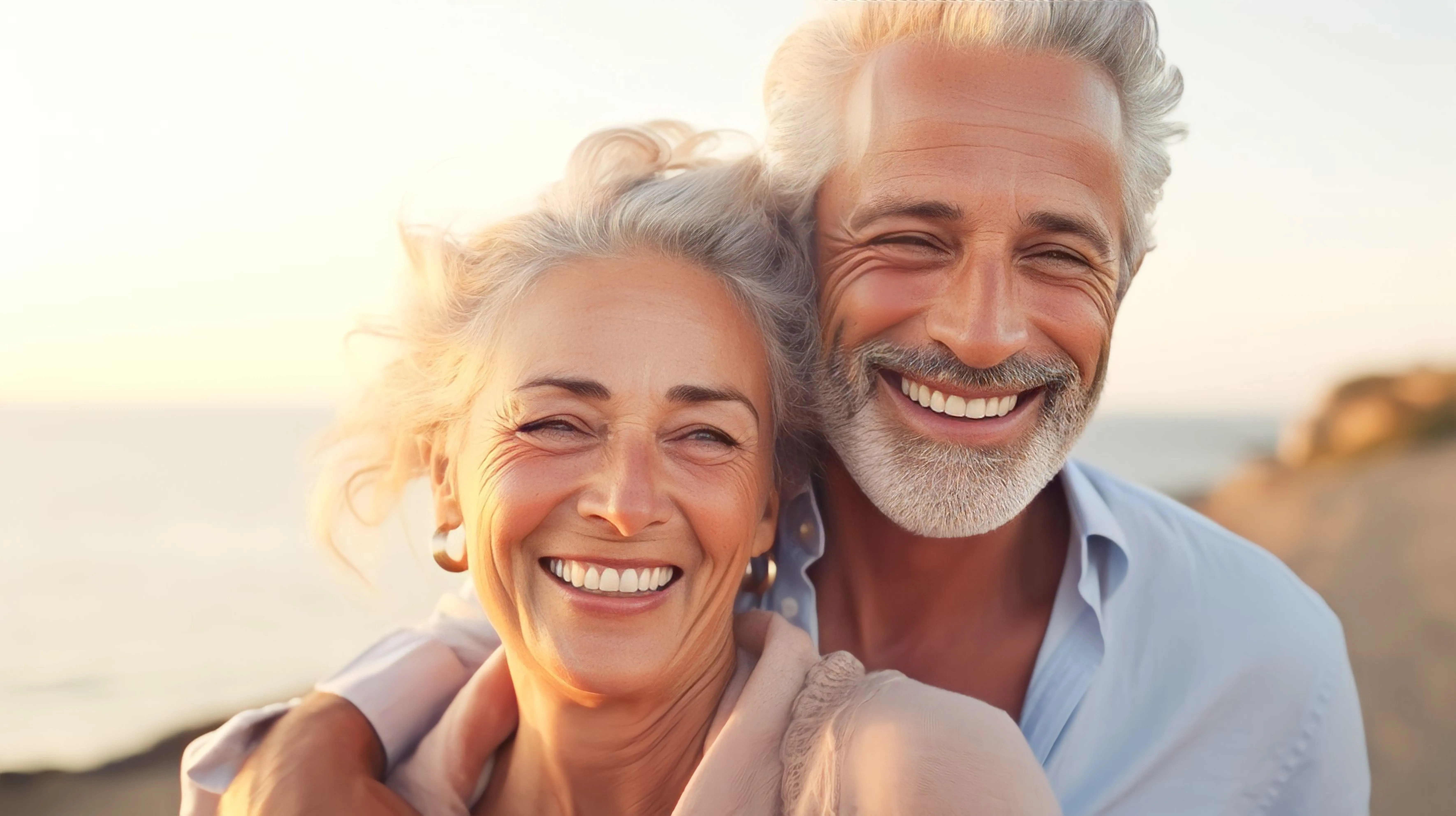 Cute old couple at the beach