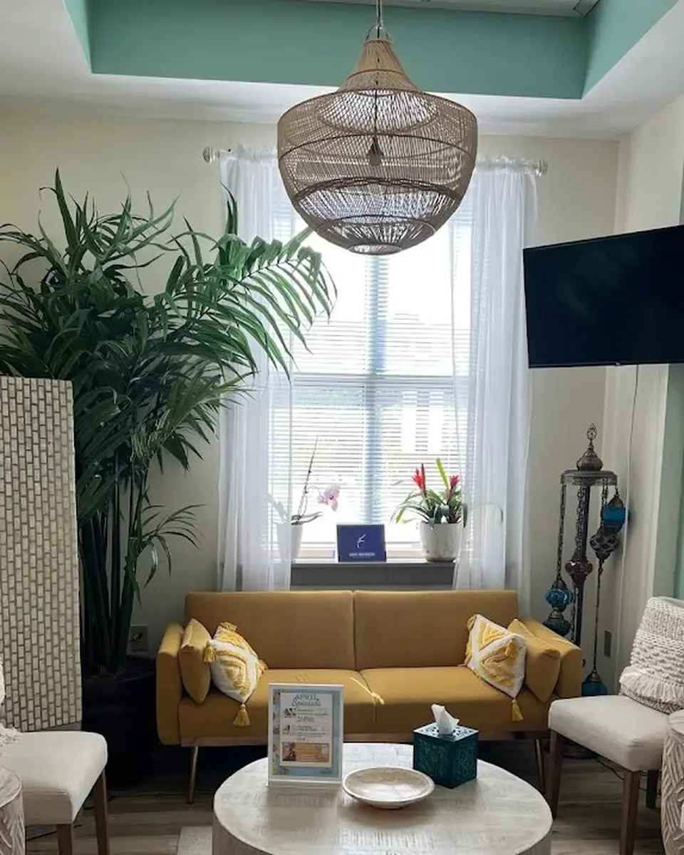 The welcoming interior of Solcara Health's functional medicine office in Mount Pleasant, South Carolina, with warm natural light and a calm, unhurried consultation space.