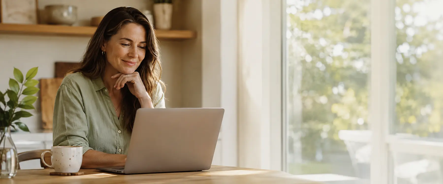 A patient verifying a healthcare provider's LegitScript certification on a laptop, representing transparency and trust in online medical care.