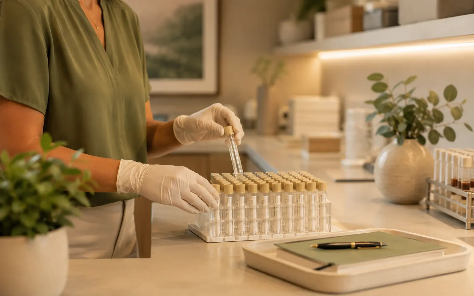 Advanced cardiometabolic blood testing at Solcara Health in Charleston, showing the precision of comprehensive lab work.