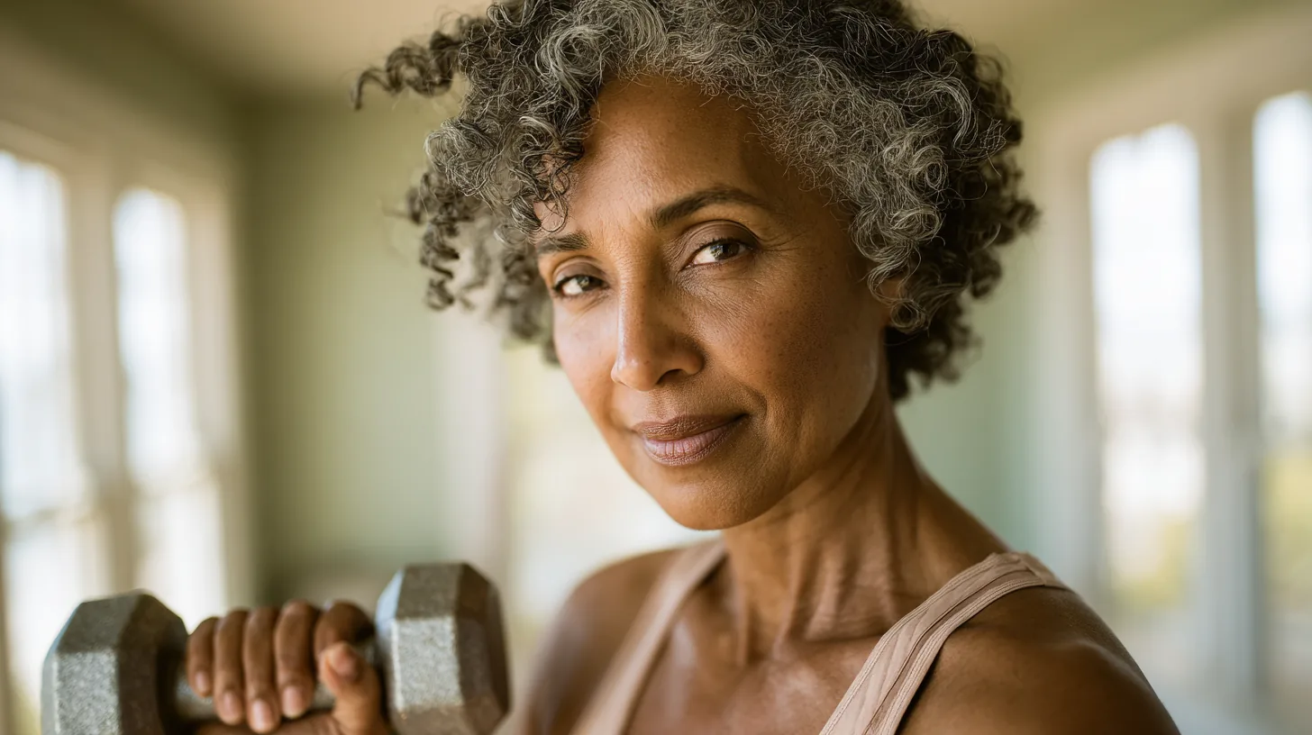 A woman in her fifties in unhurried conversation with a clinician across a table in a bright Charleston consulting room.
