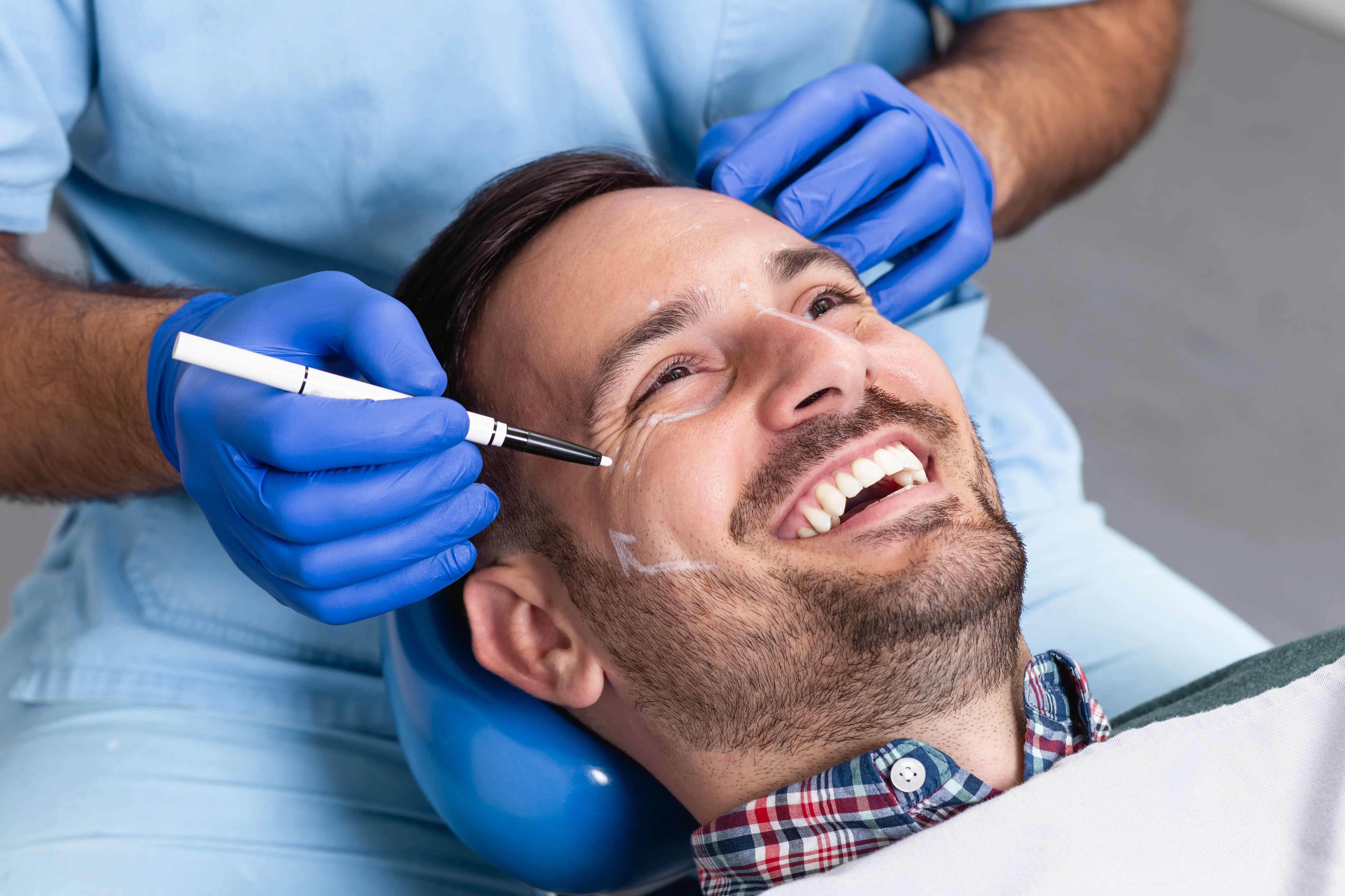 man receiving botox