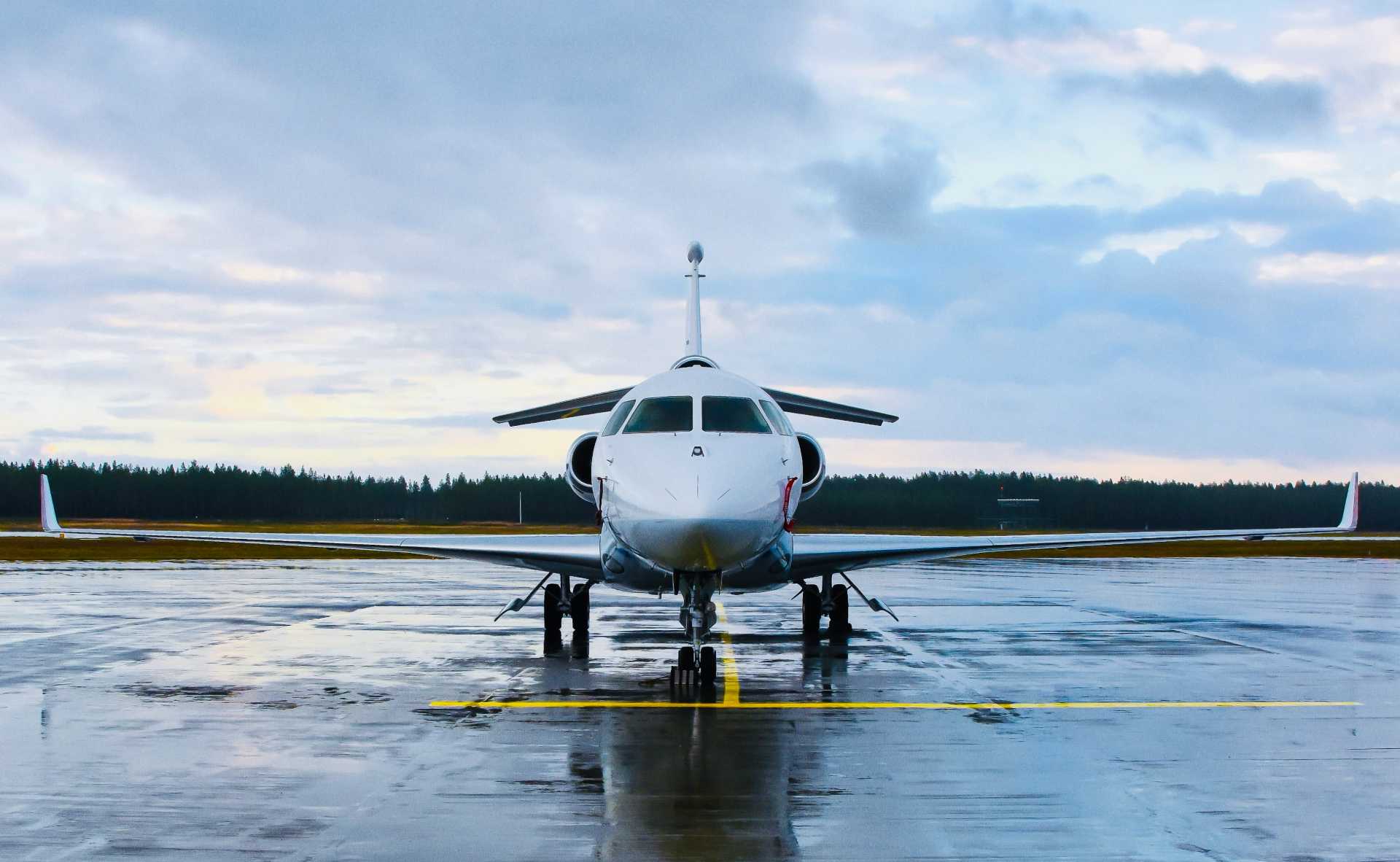 A private jet on the ground