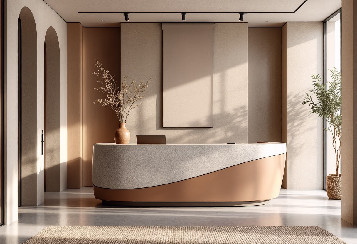 [background image] image of office reception desk (for a legal tech)