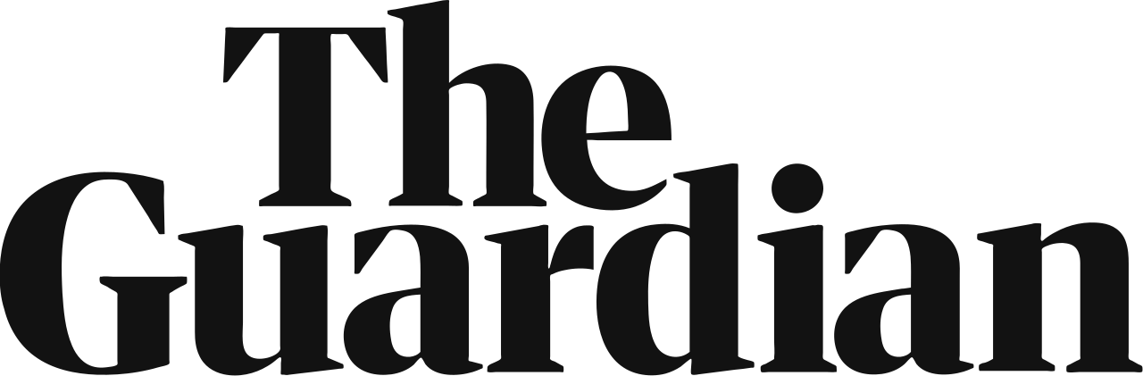 The Guardian newspaper logo in bold black serif font.