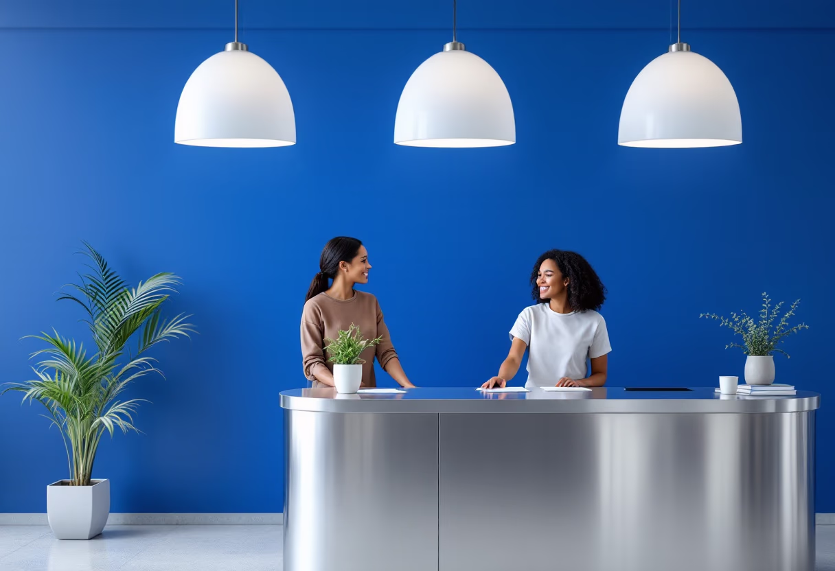 image of a person asking a question at an information counter (for a mobility and transportation)