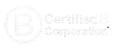 Certified B Corporation logo in white on transparent background.