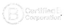 Certified B Corporation logo in white on transparent background.