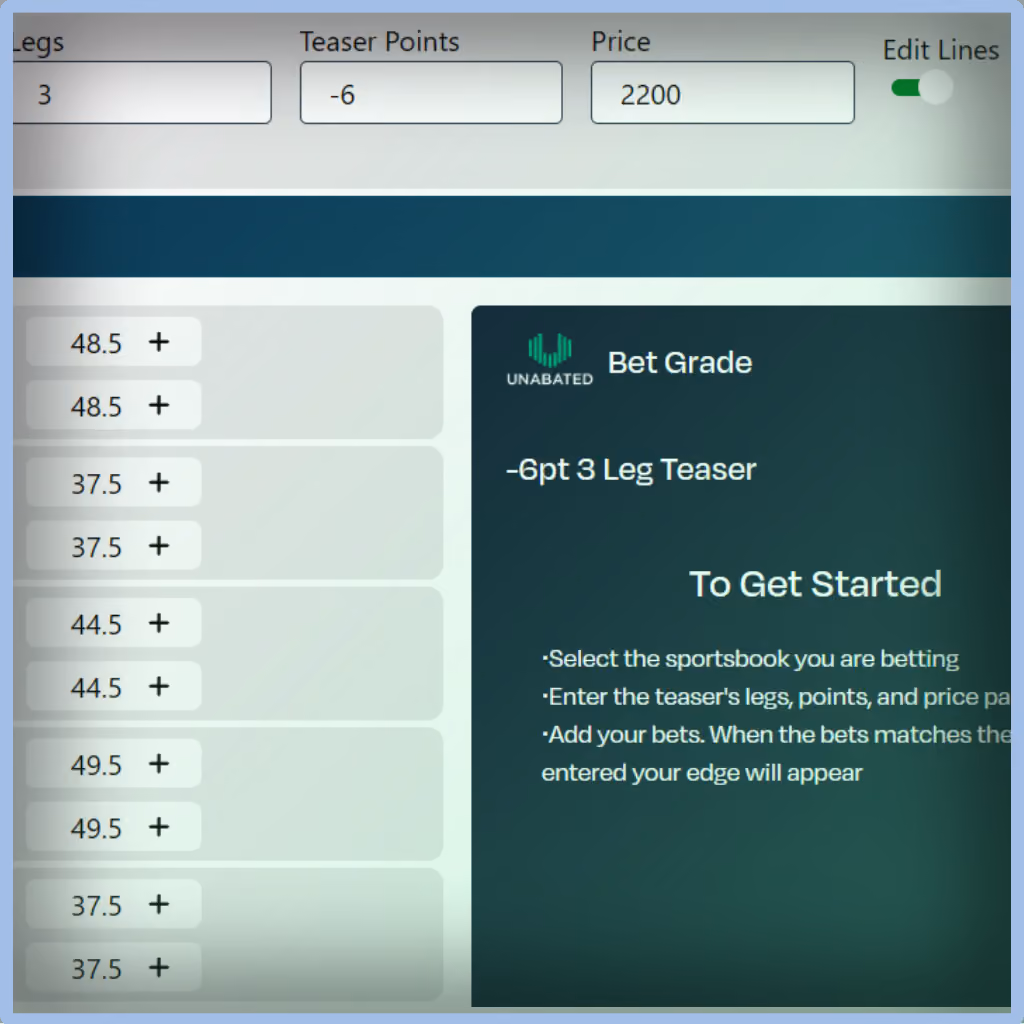 Unabated Line fair-odds interface