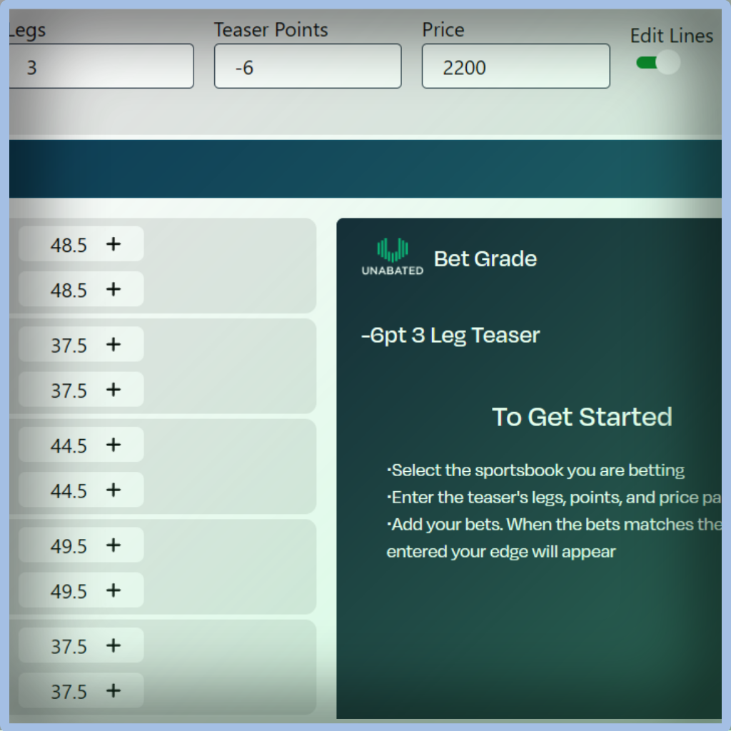 Unabated Line fair-odds interface
