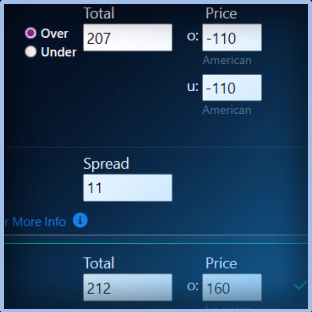 Unabated Line fair-odds interface