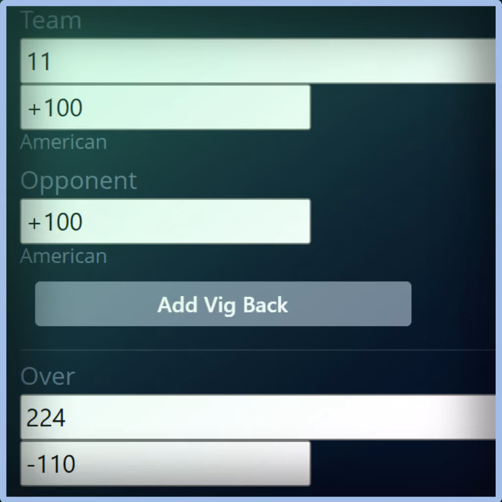 Unabated Line fair-odds interface