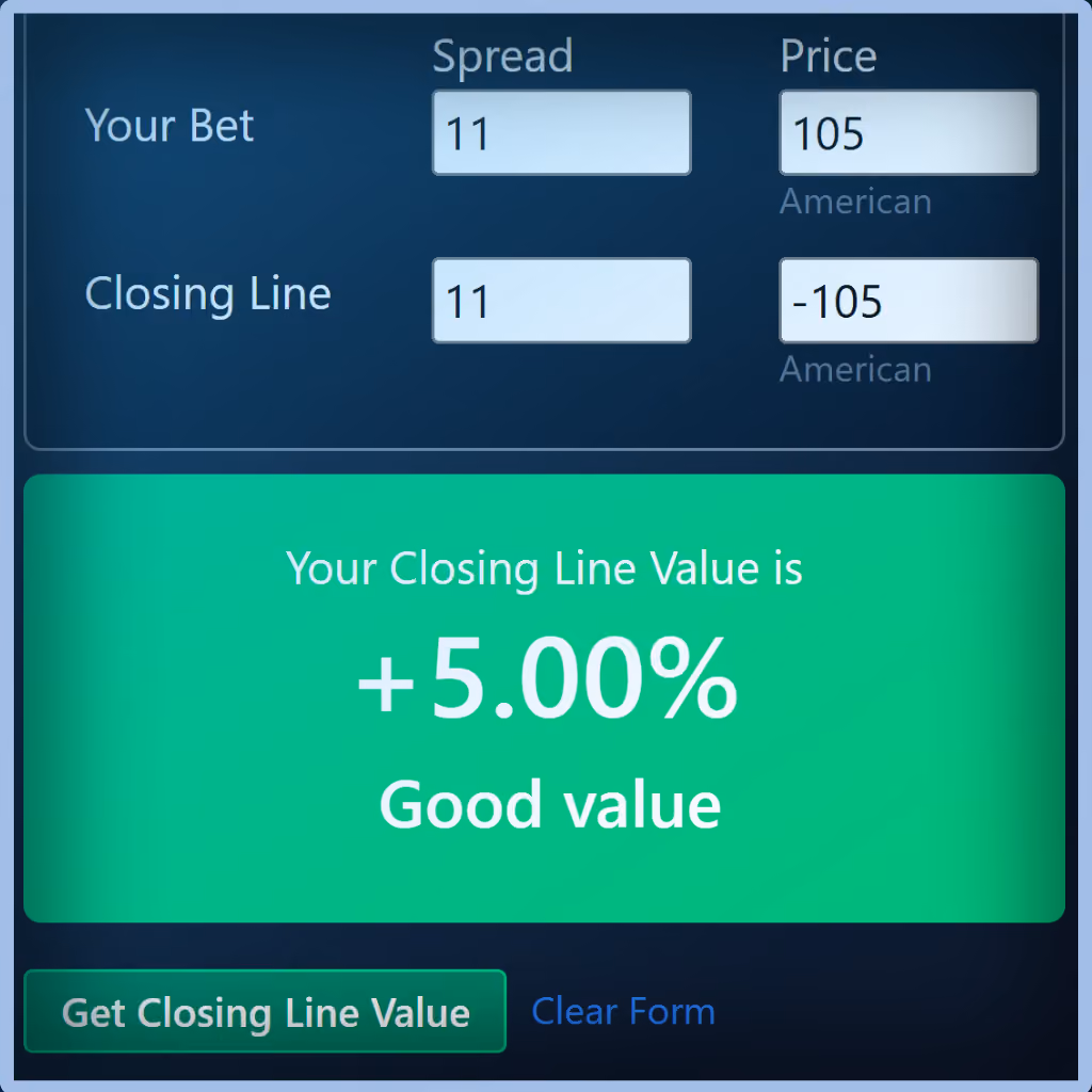 Unabated Line fair-odds interface