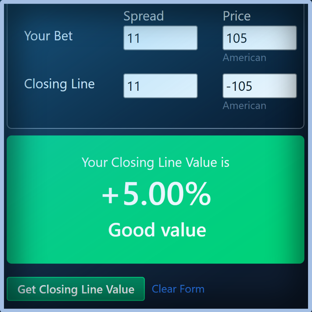 Unabated Line fair-odds interface